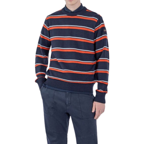 Maglia Uomo Cool touch con motivo a righe Blu arancio PAUL & SHARK- Francavilla Moda